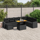 9-Delige Loungeset Met Kussens Poly Rattan Zwart