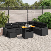 Loungeset 9-delig poly rattan zwart