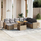 9-delige Loungeset met kussens poly rattan beige