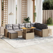Loungeset 9-delig poly rattan beige