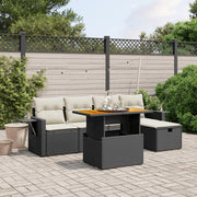 Loungeset 6-delig poly rattan zwart