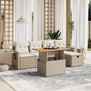 Loungeset 6-delig poly rattan beige