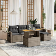 Loungeset 6-delig poly rattan grijs