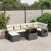 Loungeset 8-delig poly rattan zwart