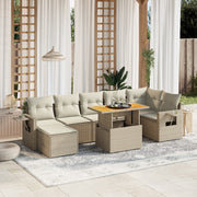 Loungeset 8-delig poly rattan beige