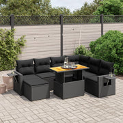 Loungeset 8-delig poly rattan zwart