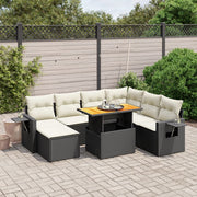 Loungeset 8-delig poly rattan zwart