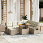 8-delige Loungeset met kussens poly rattan beige