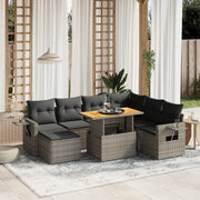 Loungeset 8-delig poly rattan grijs