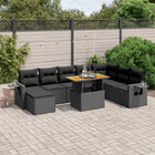 9-Delige Loungeset Met Kussens Poly Rattan Zwart