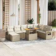 Loungeset 9-delig poly rattan beige