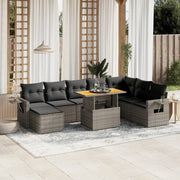 Loungeset 9-delig poly rattan grijs