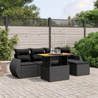Loungeset 6-delig poly rattan zwart