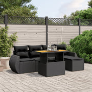Loungeset 6-delig poly rattan zwart