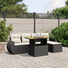 6-piece Lounge Set with cushions poly rattan black