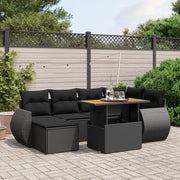 Loungeset 7-delig poly rattan zwart