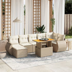 8-delige Loungeset met kussens poly rattan beige