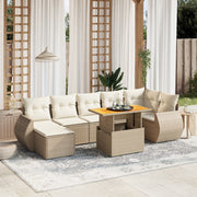 Loungeset 8-delig poly rattan beige