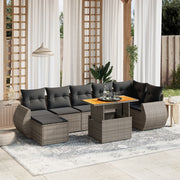 Loungeset 8-delig poly rattan grijs