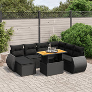 Loungeset 8-delig poly rattan zwart