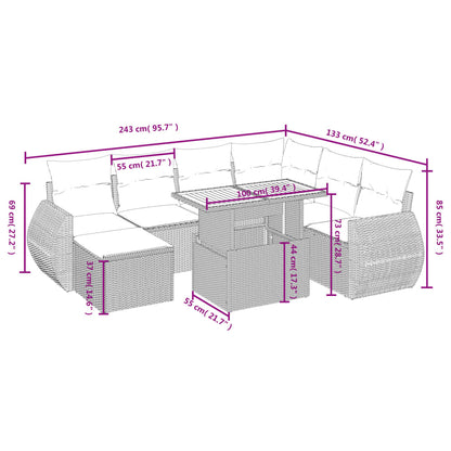 8-Delige Loungeset Met Kussens Poly Rattan Zwart