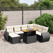 Loungeset 8-delig poly rattan zwart