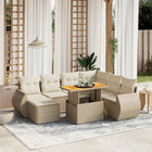 8-delige Loungeset met kussens poly rattan beige