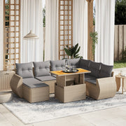 Loungeset 8-delig poly rattan beige