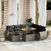 Loungeset 8-delig poly rattan grijs