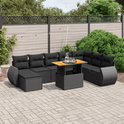 Loungeset 9-delig poly rattan zwart