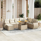 9-delige Loungeset met kussens poly rattan beige