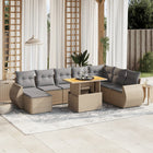 9-delige Loungeset met kussens poly rattan beige