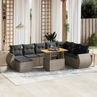 9-delige Loungeset met kussens poly rattan grijs