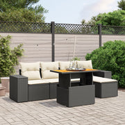 Loungeset poly rattan 6-delig zwart