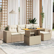 Loungeset 6-delig poly rattan beige