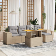 Loungeset 6-delig poly rattan beige