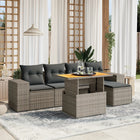 6-piece Lounge Set with Cushions Poly Rattan Grey