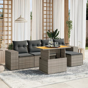 Loungeset 6-delig poly rattan grijs