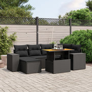 Loungeset 7-delig poly rattan zwart