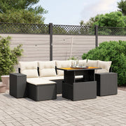 Loungeset 7-delig polyrattan zwart