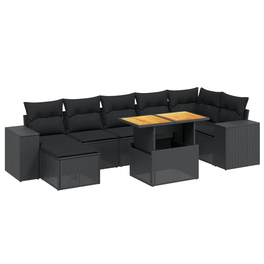 8-Delige Loungeset Met Kussens Poly Rattan Zwart