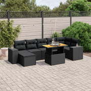 Loungeset 8-delig poly rattan zwart