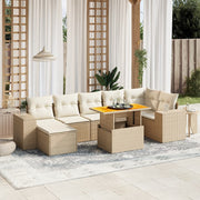 Loungeset poly rattan 8-delig beige