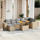 8-delige Loungeset met kussens poly rattan beige