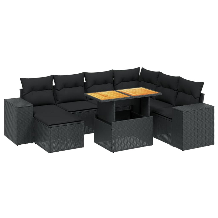 8-Delige Loungeset Met Kussens Poly Rattan Zwart