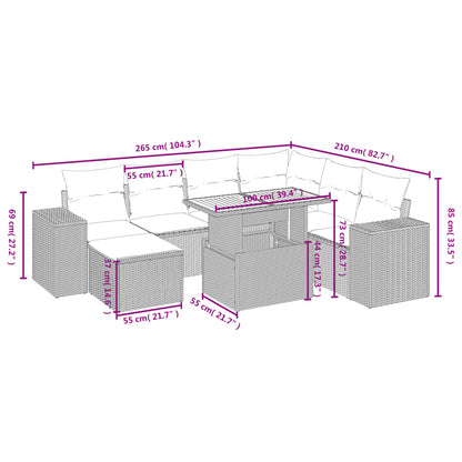 8-Delige Loungeset Met Kussens Poly Rattan Zwart