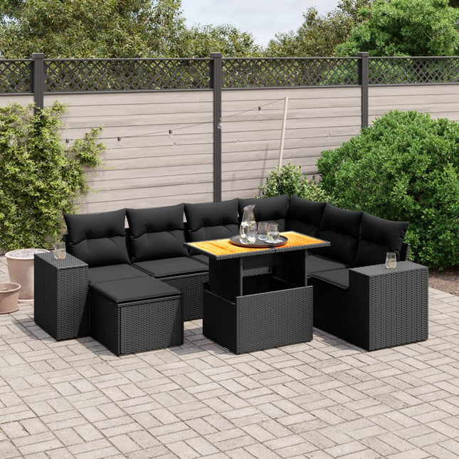 8-Delige Loungeset Met Kussens Poly Rattan Zwart