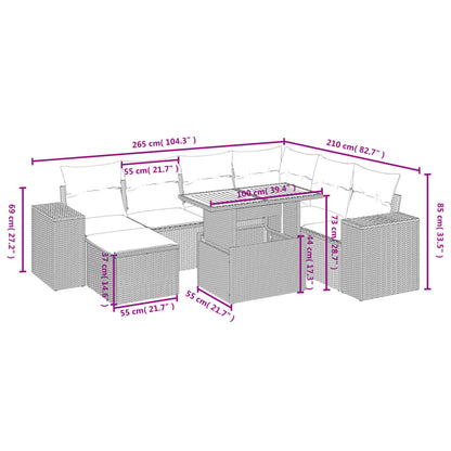 8-Delige Loungeset Met Kussens Poly Rattan Zwart