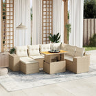 8-delige Loungeset met kussens poly rattan beige