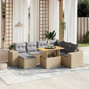 Loungeset 8-delig poly rattan beige